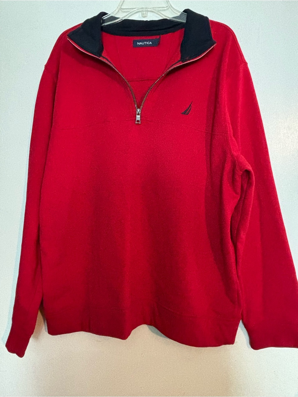 Nautica Men's Red Quarter-Zip Pullover Sweater